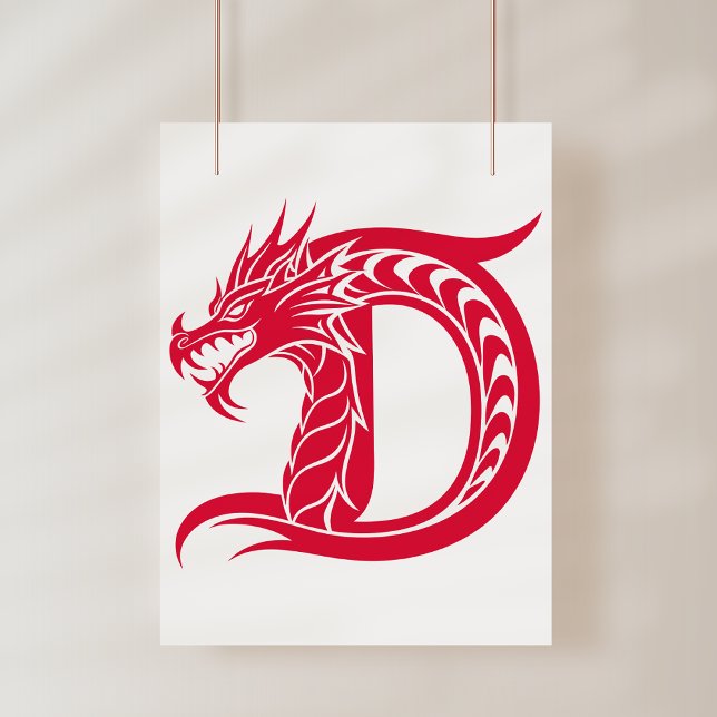 Poster Dragon Styled Letter D, Dragon Alphabet, Monogram (Criador carregado)