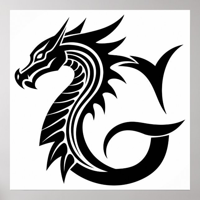 Poster Dragon Styled Letter G, Dragon Alphabet, Monogram (Frente)