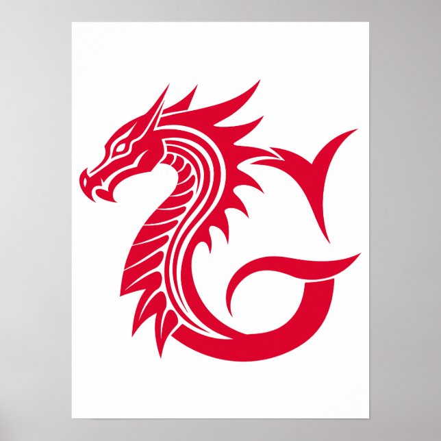 Poster Dragon Styled Letter G, Dragon Alphabet, Monogram (Frente)