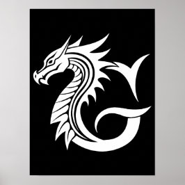 Poster Dragon Styled Letter G, Dragon Alphabet, Monogram