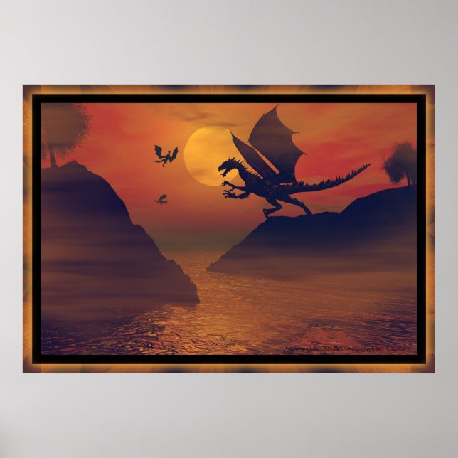 Poster Dragon Sunset Por Michelle Wilder (Frente)