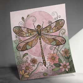 Poster Dragonfly Art Impressão, Boho Wall Decor,