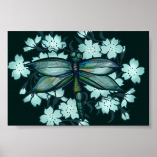 Poster Dragonfly Arte Floral libélula arte floral