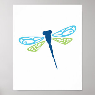 Poster Dragonfly Azul & Verde