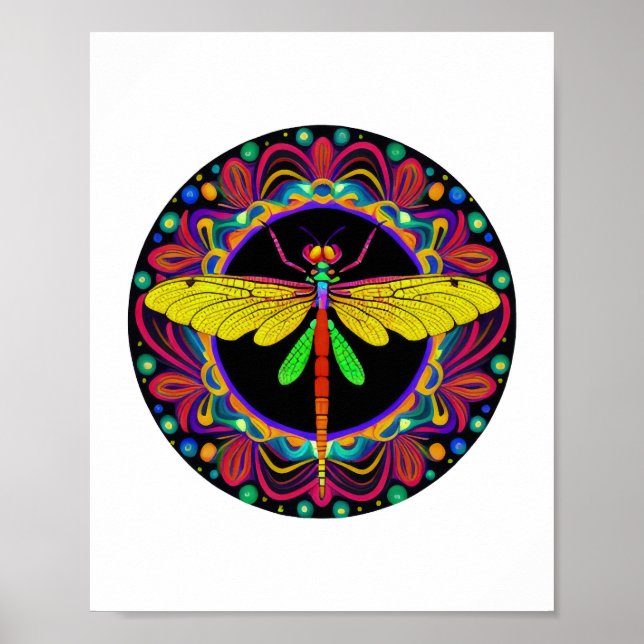Poster Dragonfly Belo, colorido e ornamentado (Frente)