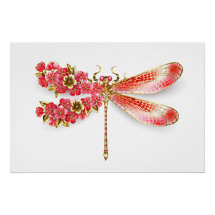 Póster Dragonfly com joalheria sakura