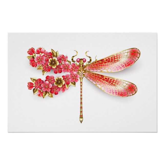Póster Dragonfly com joalheria sakura (Frente)