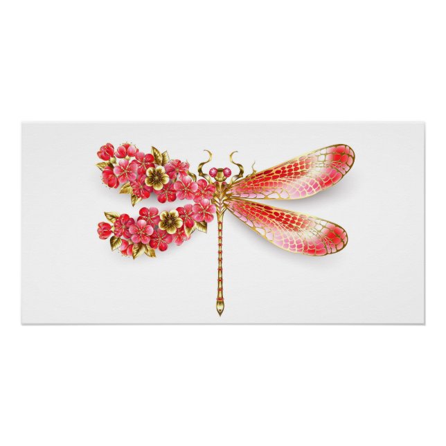 Póster Dragonfly com joalheria sakura (Frente)