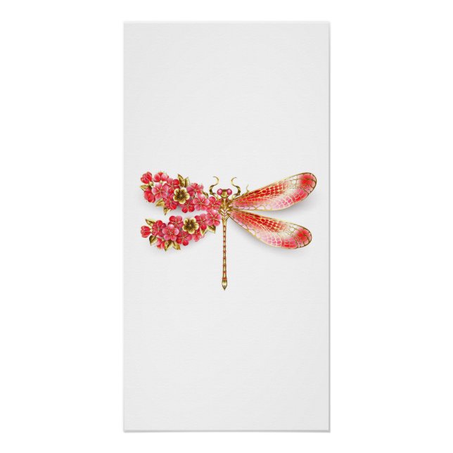 Póster Dragonfly com joalheria sakura (Frente)