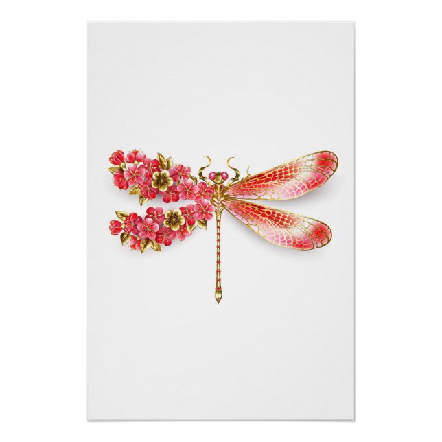 Póster Dragonfly com joalheria sakura (Frente)