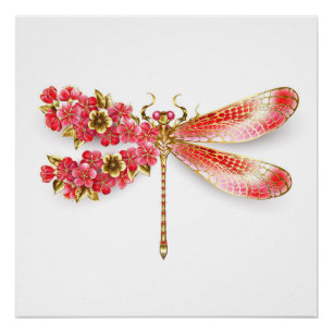 Póster Dragonfly com joalheria sakura