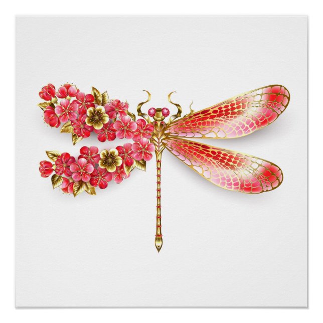 Póster Dragonfly com joalheria sakura (Frente)