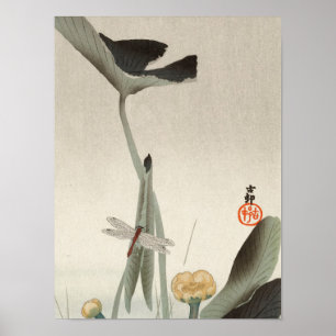Poster Dragonfly e Lotus, 1920 por Ohara Koson