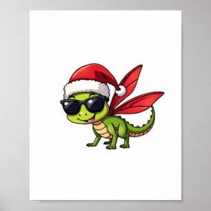 Poster Dragonfly Santa Hat Engraçado Xmas Kids