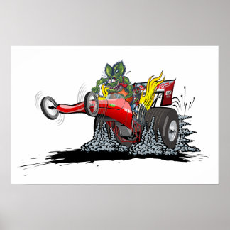Poster Dragster de desenho animado