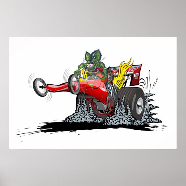 Poster Dragster de desenho animado (Frente)