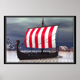 Poster Drakkar Viking - Entrega à Vela