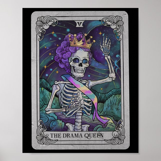 Poster Drama Skeleton Queen Tarot Card Gothic Witchy Hall (Frente)
