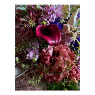 Póster Dramatic Purple Floral Elegance Art Poster
