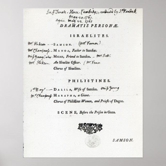 Póster Dramatis Personae para Samson (Frente)