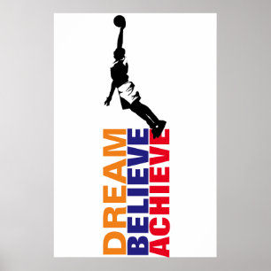 Póster Dream Acredite em Achieve Basball Pop Art
