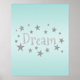 Poster Dream Aqua com Silver Glitter
