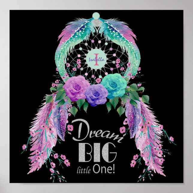 Poster Dream Big Little One com o Monograma do DIY (Frente)