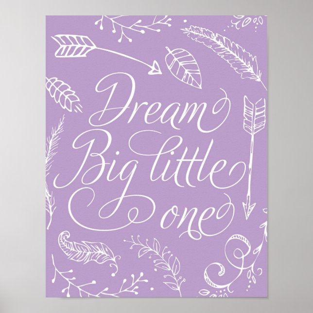 Póster Dream Big Little One em Roxo (Frente)