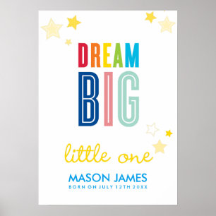 Póster DREAM BIG LITTLE UM nome tipografia cores brilhant