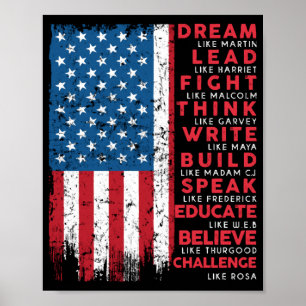 Poster Dream Like Martin Vintage USA Flag Gift