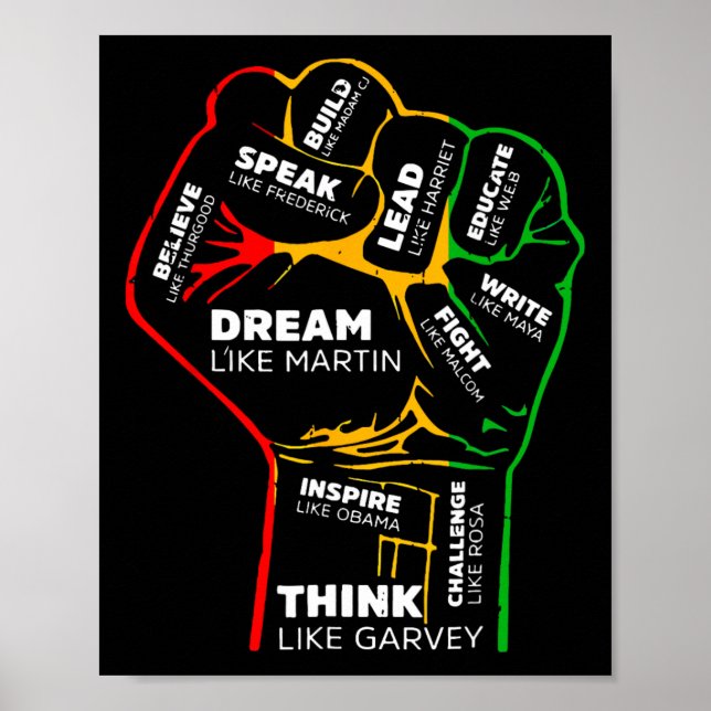 Poster Dream Think Speak Black History Month Hand Strong  (Frente)