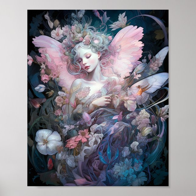 Poster Dreamfairy Girl rosa Blue Fantasy Art (Frente)