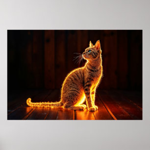 Poster Dreamine feline gold cat retrata lindos animais de