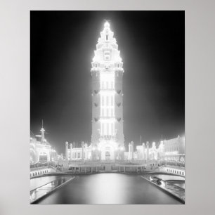 Poster Dreamland em Coney Island, 1905. Foto do vintage