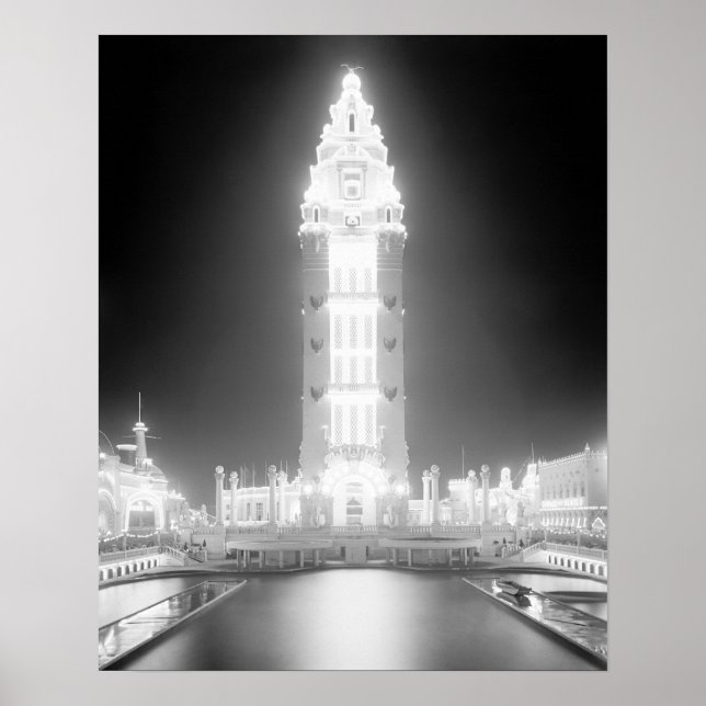 Poster Dreamland na Ilha Coney, 1905. Vintage Photo (Frente)