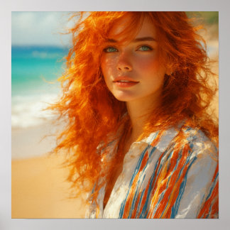 Poster Dreamlike Beauty - Captivating Beach Portrait