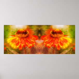 Poster Dreamnia Zinnia Flor, Abstrato do Espelho Espelhad