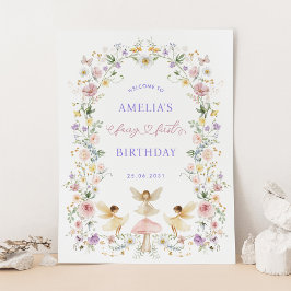 Poster Dreamy Floral Fairy First primeiro aniversario Wel