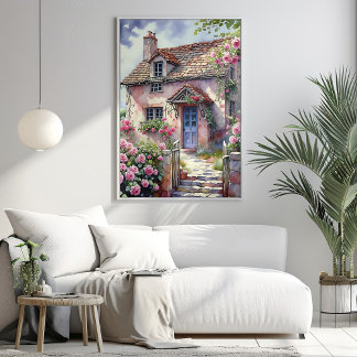 Poster Dreamy Summer Village com Rosas