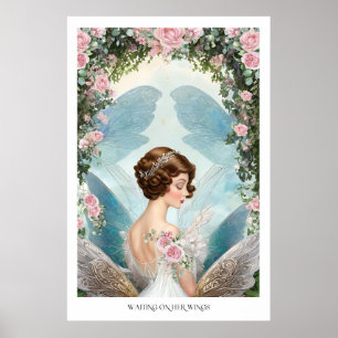 Poster Dreamy Vintage inspirou fada Rosa