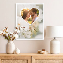 Poster Dreamy White Rose Heart Photo Newlypoued