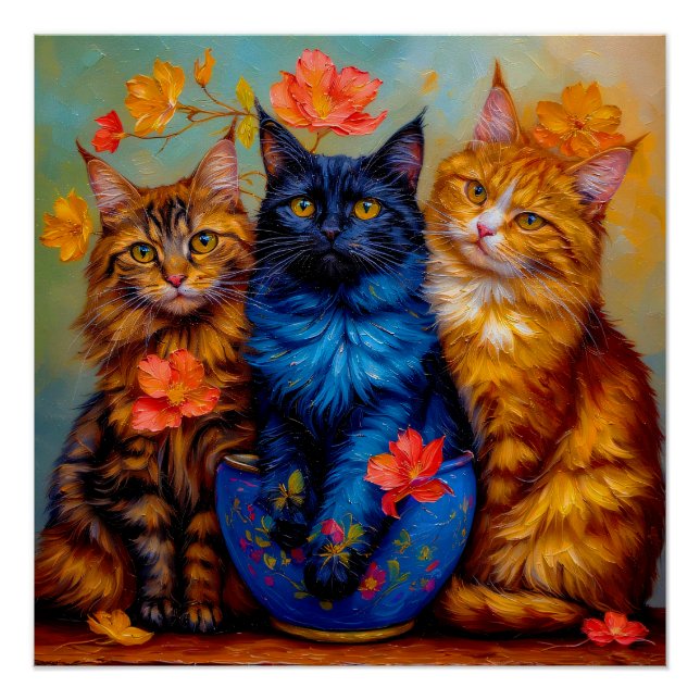 Póster Drei Maine-Coon-Gefährten Portrait (Frente)