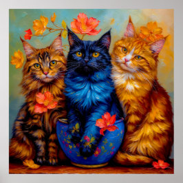 Poster Drei Maine-Coon-Gefährten Portrait