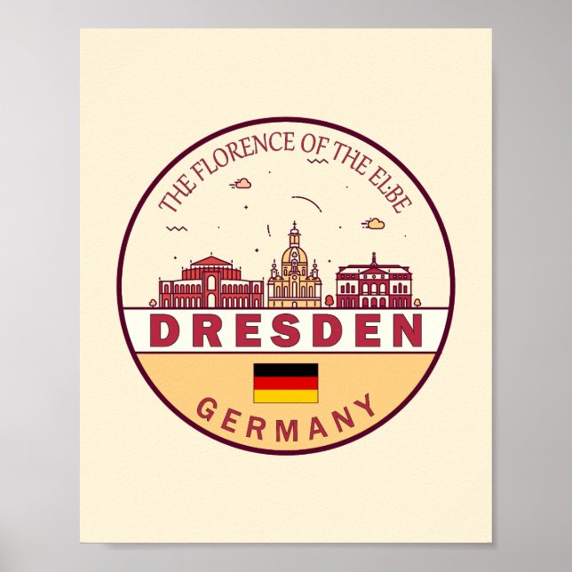 Poster Dresden Germany City Skyline Emblem (Frente)