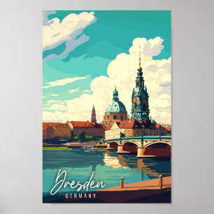 Poster Dresden Germany - ilustração viagens vintage