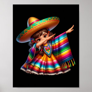Poster Drible Mexicano Divertido Poncho Sombrero Cinco De