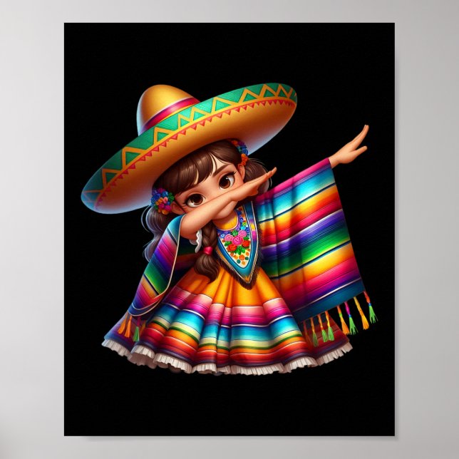 Poster Drible Mexicano Divertido Poncho Sombrero Cinco De (Frente)