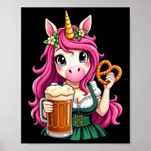 Poster Drindle Alemã - Unicórn Beer Pretzel Funny Party _