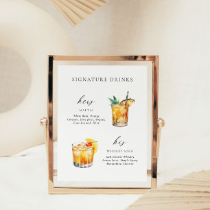 Poster Drinks Coquetel de assinatura com letra moderna e
