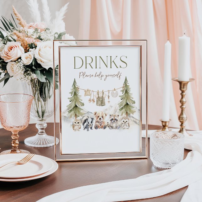 Poster Drinks Woodland Adventure Boy Baby Shower (Criador carregado)